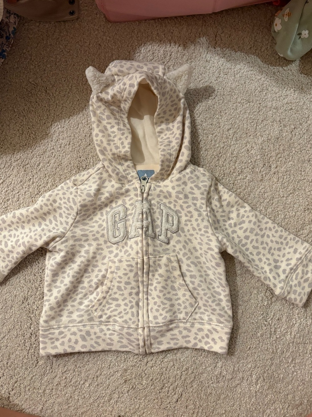 GAP Kids Cream Leopard-Print Hooded Zip-Up Jacket